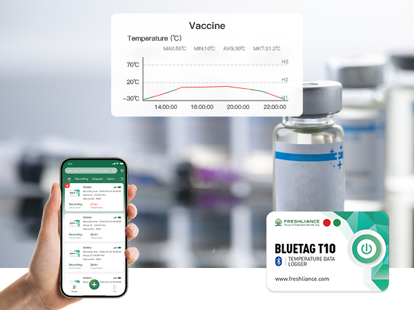 BlueTag T10 Bletooth Temperature Data Logger for Insulin